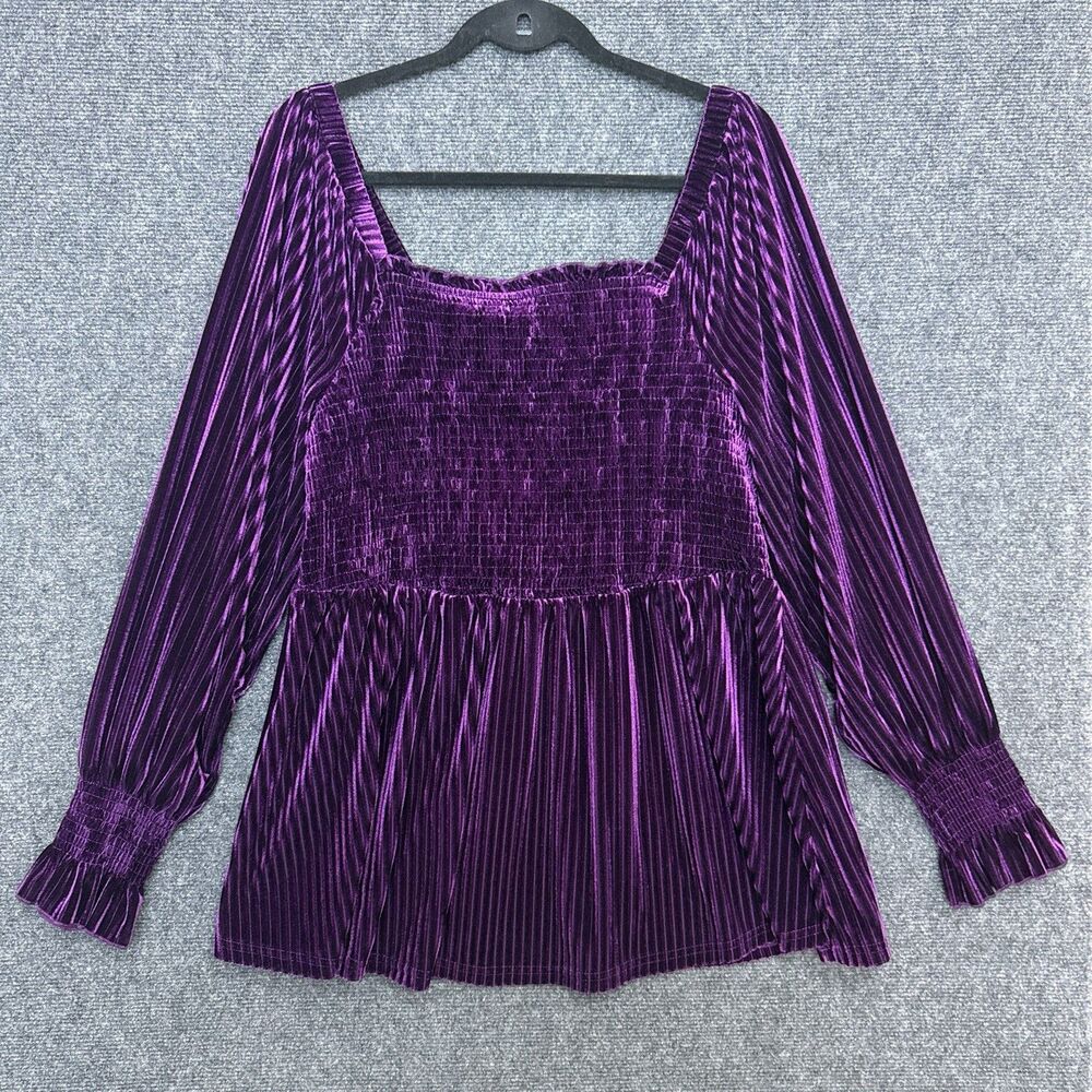 Bloomchic Babydoll Top Purple 18 Velvet Smocked Victorian Whimsygoth - Picture 2 of 9